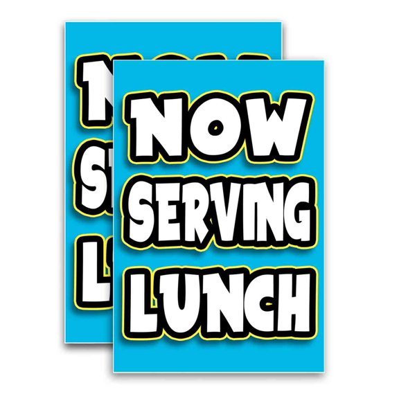 Now Serving Lunch (24" X 36") Vinyl Decal Only (Pack of 2) |Sign|Sticker|Poster