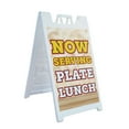 thumbnail image 1 of Now Serving Plate Lunch 24" x 36" Double Sided A-Frame Sidewalk Sign Includes 2 Installed Decals Foldable Portable White Signicade Freshly Made Meals Restaurant Promotions Local, 1 of 6