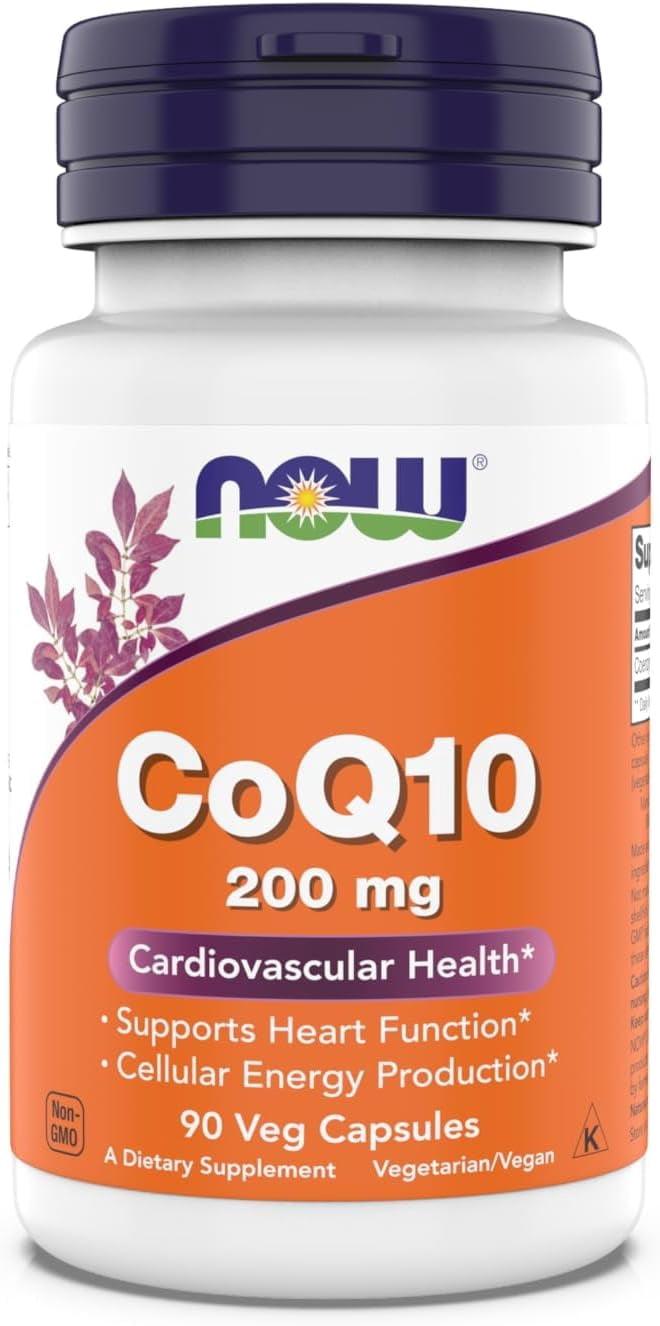 Now Supplements - CoQ10 (Coenzyme Q10) 200 mg, Supports Cardiovascular Health*, Kosher, Vegan 90 Vegetarian Capsules (Pack of 2)