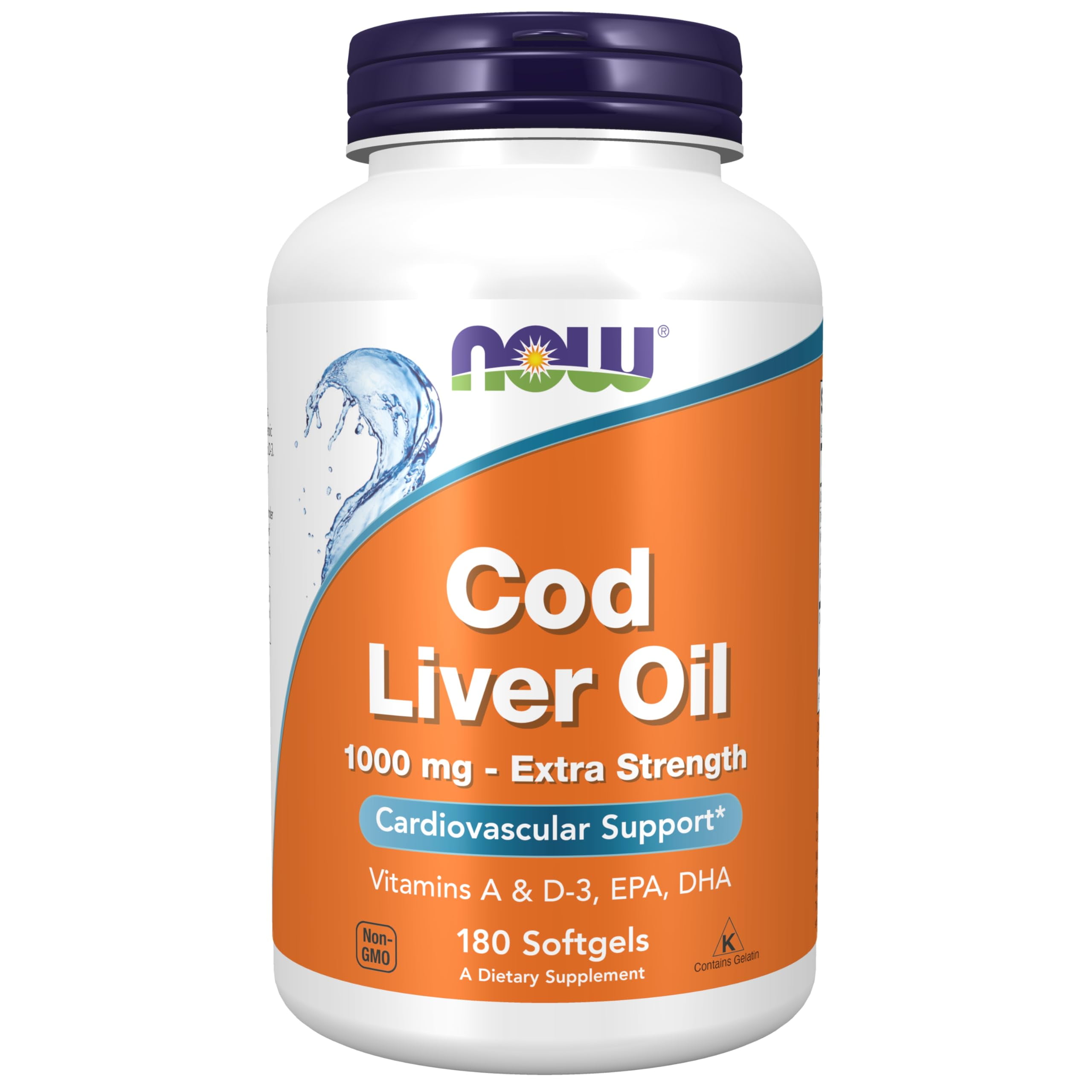 Now Supplements, Cod Liver Oil, Extra Strength 1,000 Mg With Vitamins A