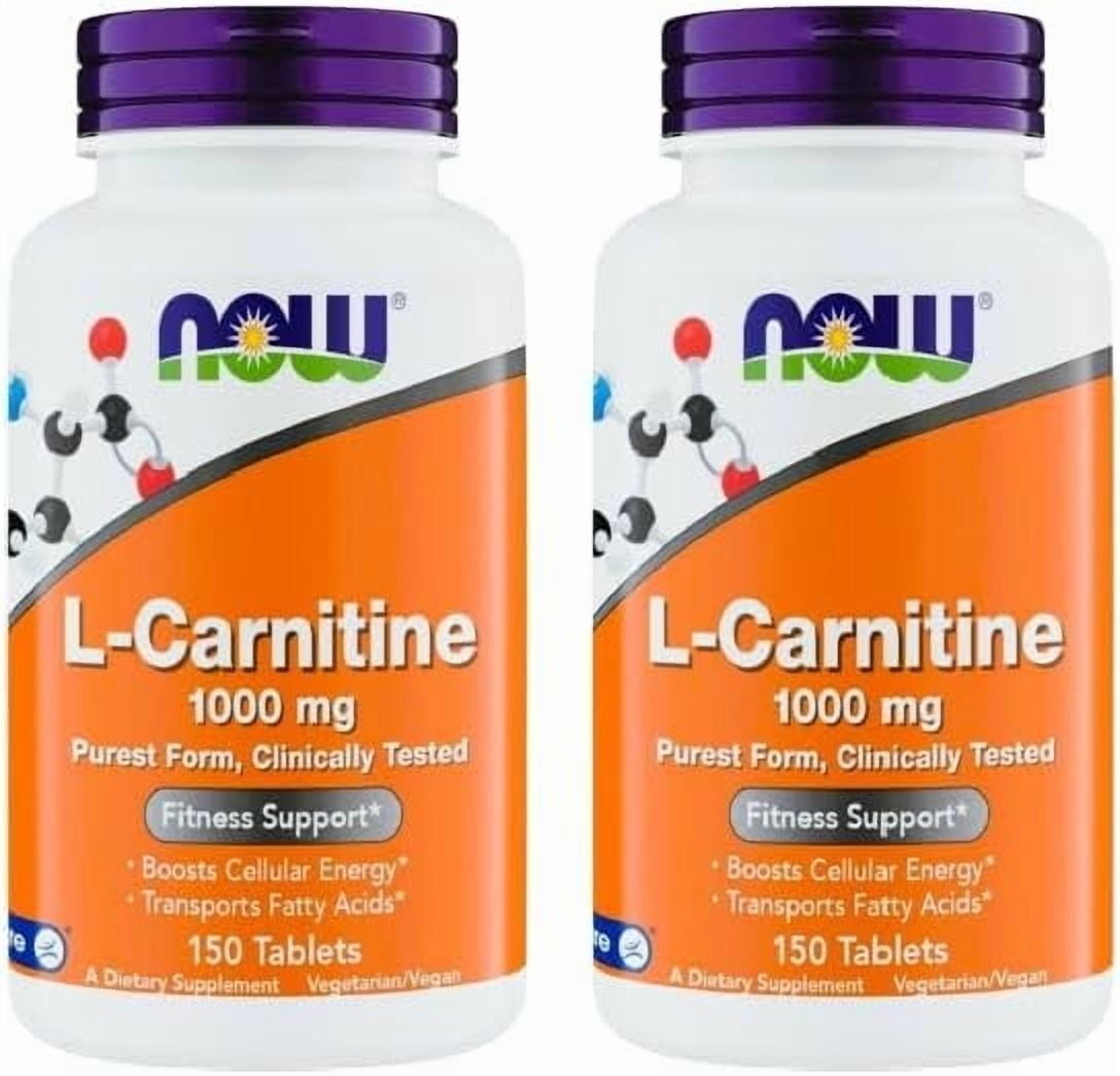 Now Supplements L-Carnitine 1000mg - 150 Tablets, Supports Lean Muscle Growth, Carnipure, Non-GMO, Kosher, Ideal for Vegans, Athletes, and Energy Support (Pack of 2)