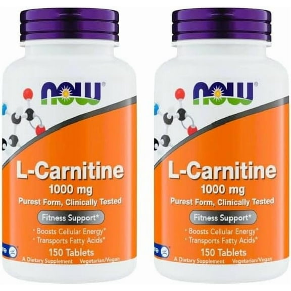 Now Supplements L-Carnitine 1000mg - 150 Tablets, Supports Lean Muscle Growth, Carnipure, Non-GMO, Kosher, Ideal for Vegans, Athletes, and Energy Support (Pack of 2)
