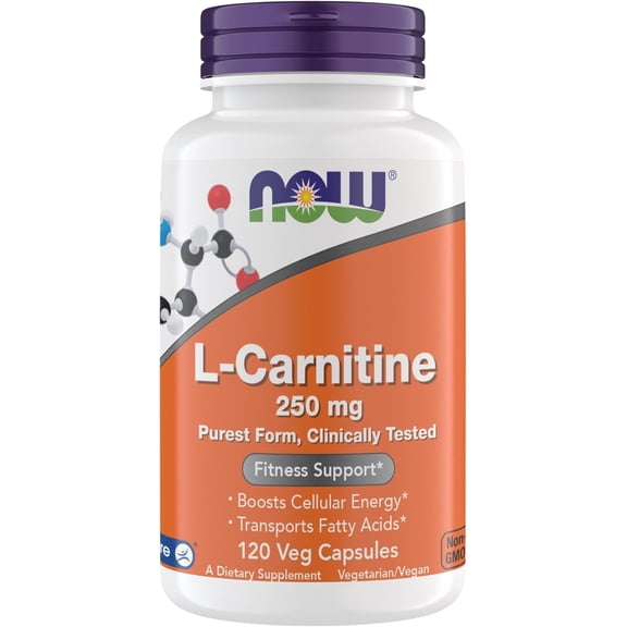 Now Supplements, L-Carnitine 250 mg, Purest Form*, Amino Acid*, Fitness Support*, Metabolic Support 120 Vegetarian Capsules, Gluten Free, Vegan, Kosher, Non-GMO