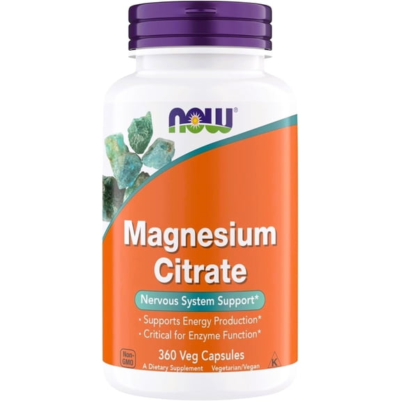 Now Supplements, Magnesium Citrate, Enzyme Function*, Nervous System Support*, Critical for Enzyme Function*, 360 Vegetarian Capsules
