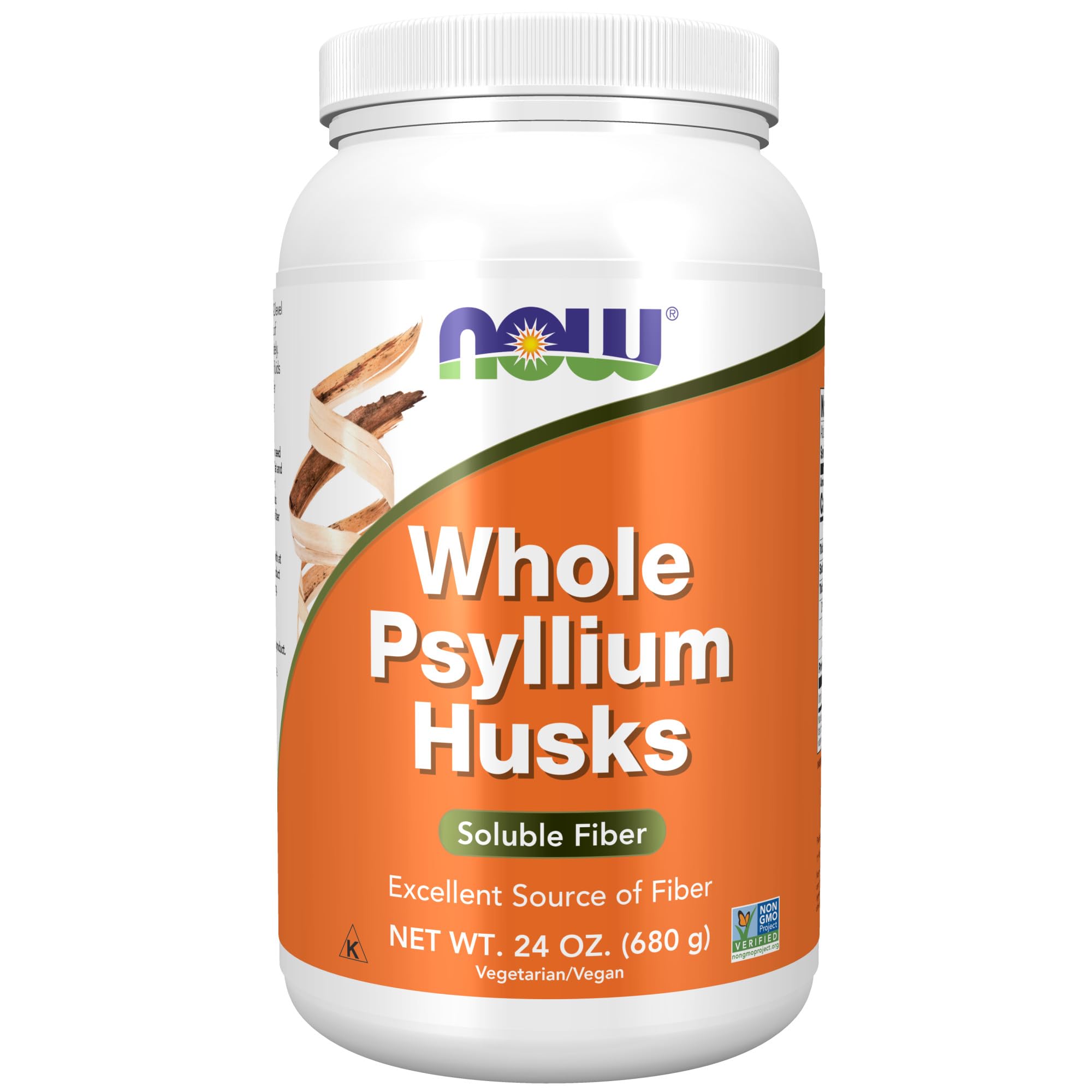 Now Supplements, Whole Psyllium Husks, Non-Gmo Project Verified, Soluble Fiber, 24-Ounce - image 1 of 3