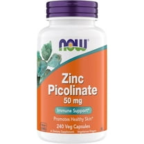 Now Supplements, Zinc Picolinate 50 mg, Supports Enzyme Functions, Immune Support, Non-GMO, Kosher, Suitable for Vegans - 240 Vegetarian Capsules