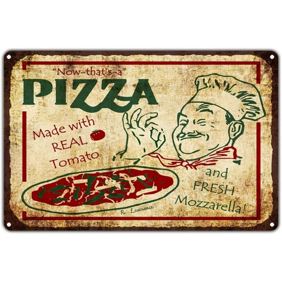 Now That's A Pizza Made with Real Tomato and Fresh Mozzarella Vintage Retro Metal Wall Decor Art Shop Man Cave Bar Aluminum 12"x18" Sign