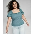 thumbnail image 1 of Now This Plus Size Puff Sleeve Top Jade 3X, 1 of 5