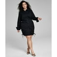 thumbnail image 1 of Now This Plus Size Ruched Poplin Shirtdress Black 4X, 1 of 1