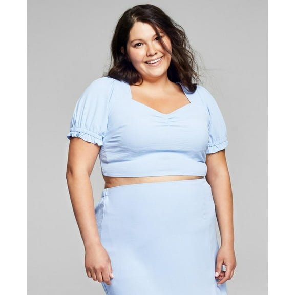 Now This Plus Size Tie Back Crop Top Black 0X