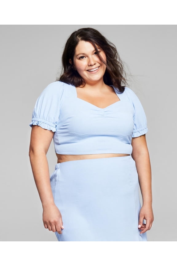 Now This Plus Size Tie Back Crop Top Black 0X