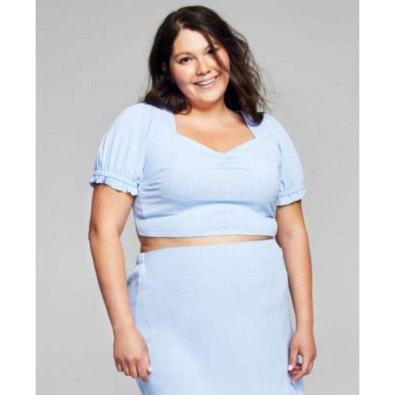 Now This Plus Size Tie Back Crop Top Cambray 1X