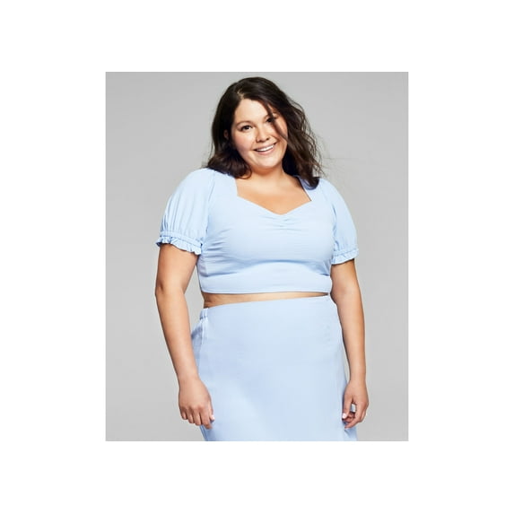 Now This Plus Size Tie Back Crop Top Cambray 3X