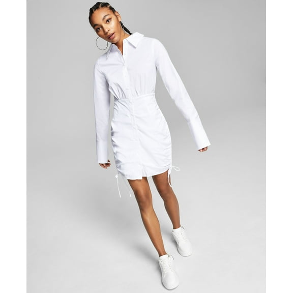 Now This Poplin Ruched Dress White L
