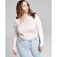 thumbnail image 1 of Now This Trendy Plus Size Asymmetrical Ruched Top Light Pink 3X, 1 of 1