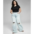 thumbnail image 1 of Now This Trendy Plus Size Cotton Ripped Wide Leg Jeans Carson Wash 20W, 1 of 1