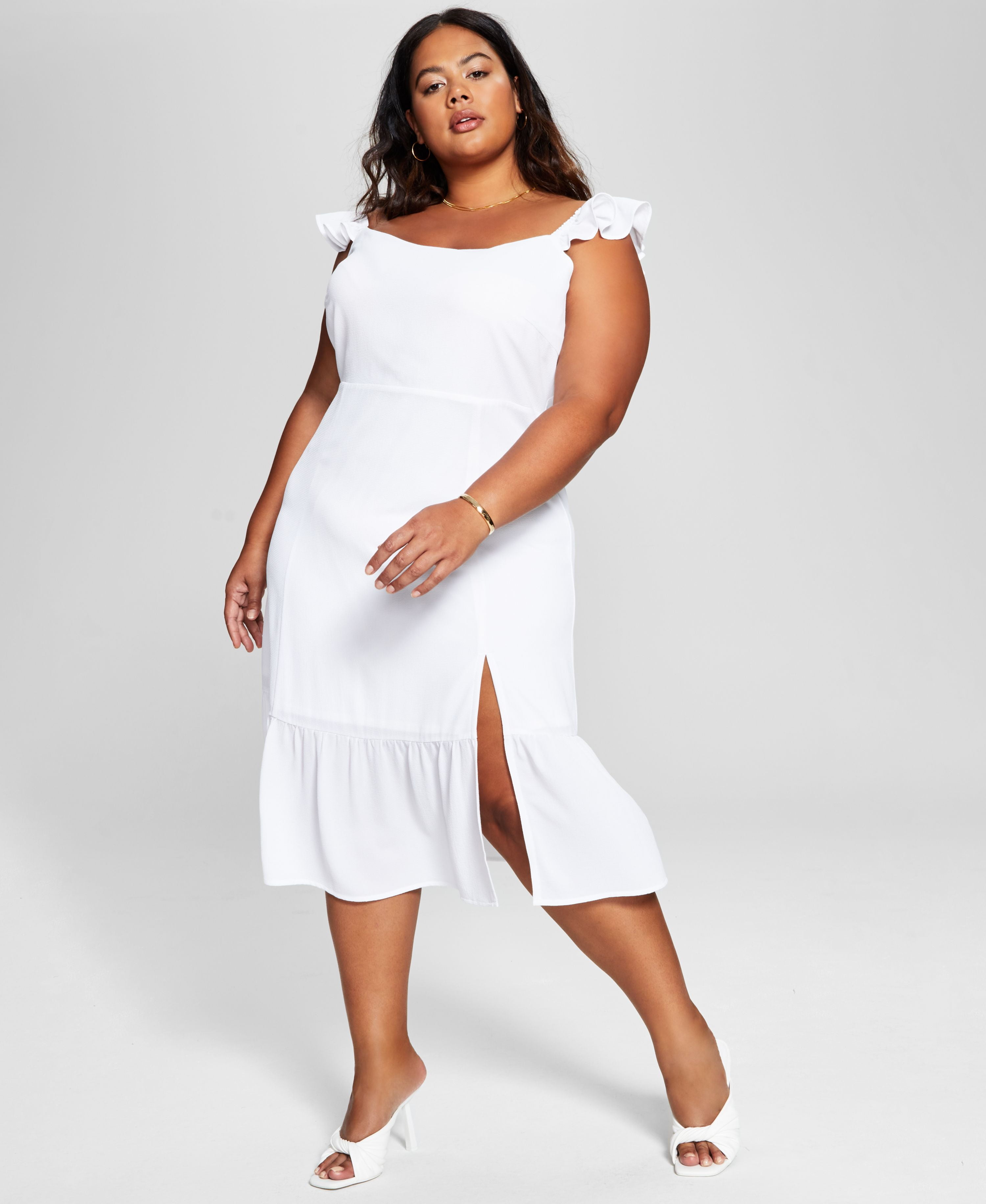knee length dresses for ladies Colette Sweetheart Midi Dress in White main image 1