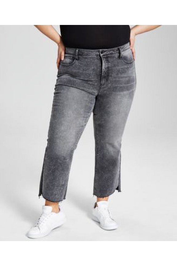 Now This Trendy Plus Size High Rise Step Hem Jeans Riley Wash 20W