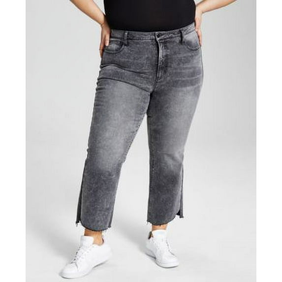 Now This Trendy Plus Size High Rise Step Hem Jeans Riley Wash 22W