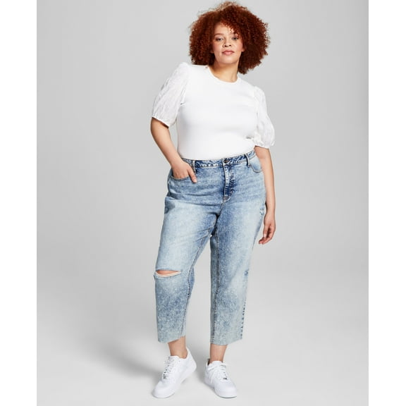 Now This Trendy Plus Size Mom Jeans Bosko Wash 24W
