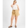 thumbnail image 1 of Now This Trendy Plus Size Paperbag Shorts Light Camel Brown 3X, 1 of 1