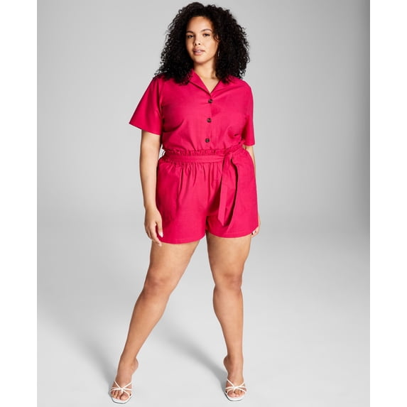 Now This Trendy Plus Size Paperbag Shorts Raspberry 0X