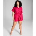 thumbnail image 1 of Now This Trendy Plus Size Paperbag Shorts Raspberry 2X, 1 of 1