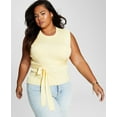 thumbnail image 1 of Now This Trendy Plus Size Ribbed Tie Waist Top Butter Cup 2X, 1 of 1