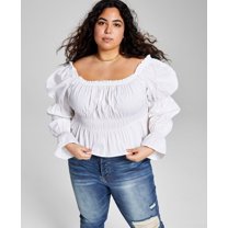 Now This Trendy Plus Size Ruched Poplin Shirt White 2X