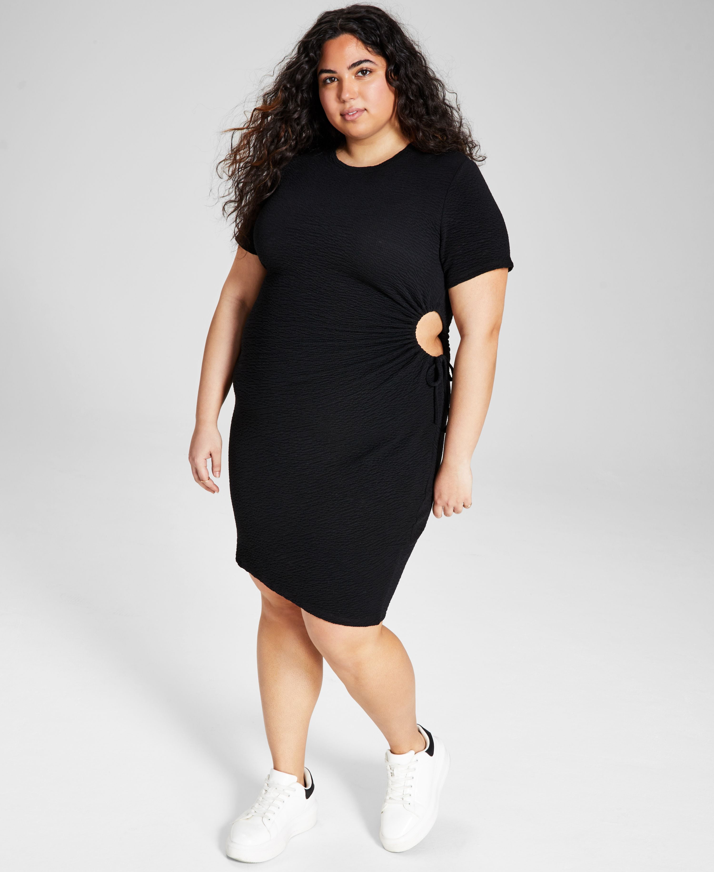 plus size cut out dress - Cut-Out Tea Length And Now This hugs every curve with this sleek plus size bodycon dress Cut It Out Dress -