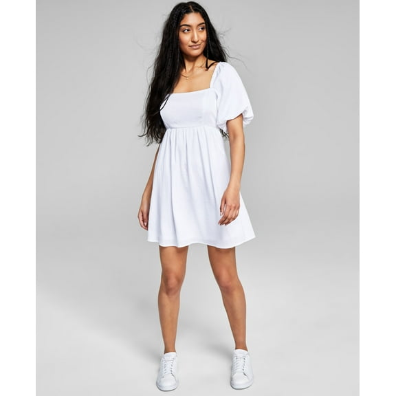 Now This Womens Babydoll Dress White XL