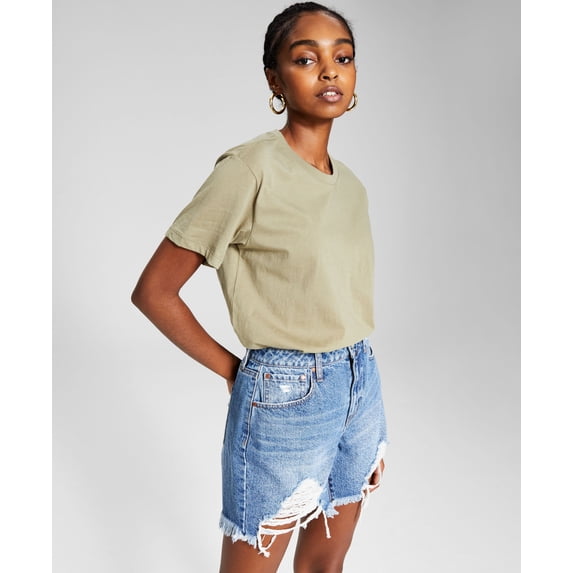 Now This Womens Cotton Boyfriend T-Shirt Olive L