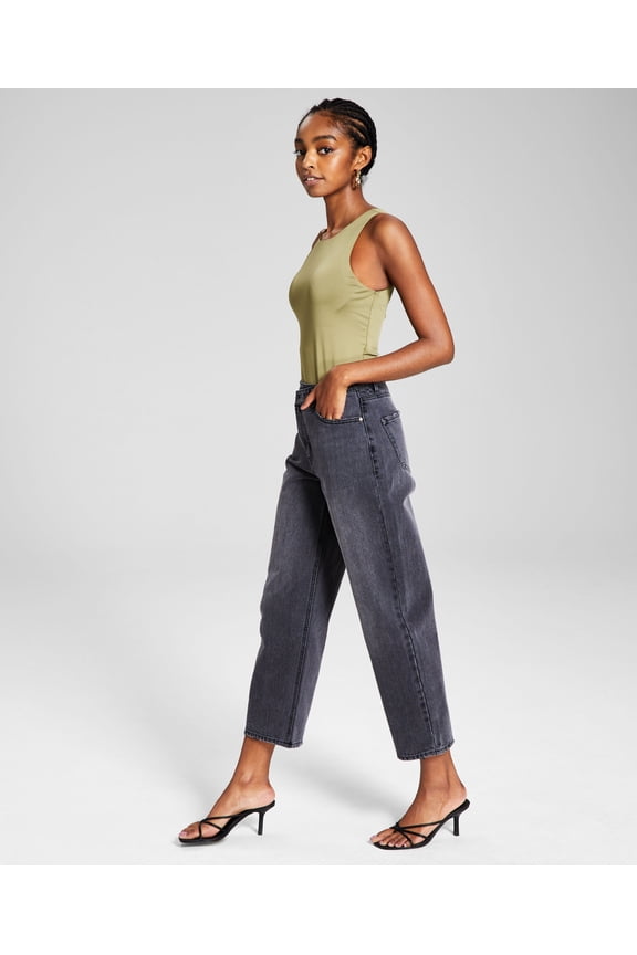 Now This Womens Cotton Crisscross Cropped Jeans Dumont Black Wash 24