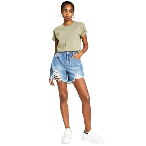 Now This Womens Cotton Denim Boyfriend Shorts Augie Med Wash 26