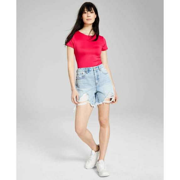 Now This Womens Cotton Denim Boyfriend Shorts William Lt Wash 24