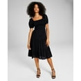 thumbnail image 1 of Now This Womens Cotton Lace Up Back Dress Black M, 1 of 1
