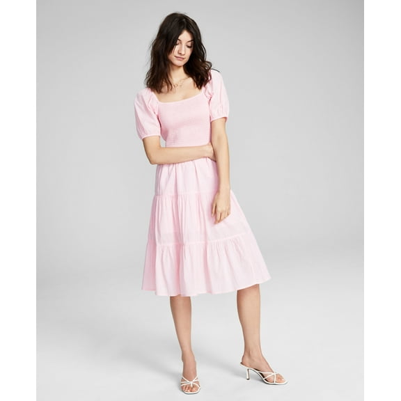 Now This Womens Cotton Lace Up Back Dress Bubblegum L