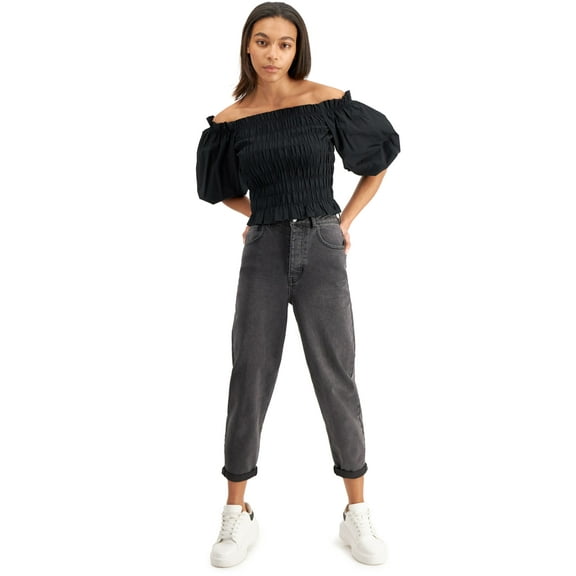 Now This Womens Cotton Off The Shoulder Top Black S