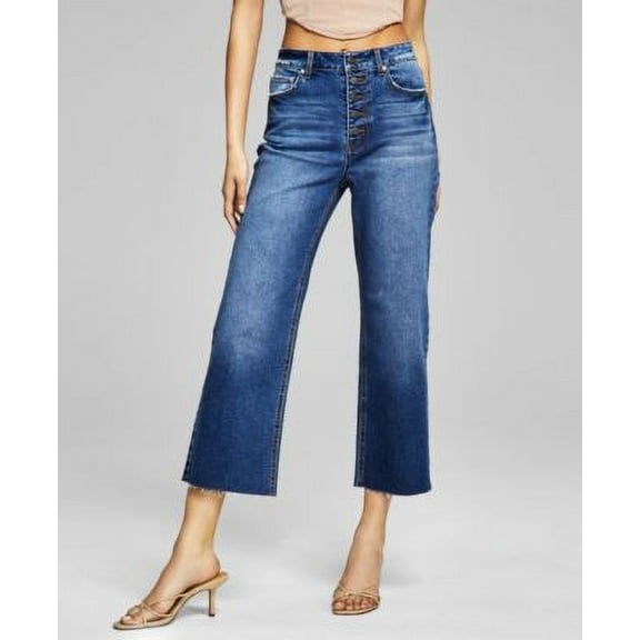 Now This Womens Cotton Ripped Cropped Wide Leg Jeans Carter 24