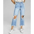thumbnail image 1 of Now This Womens Cotton Ripped Cropped Wide Leg Jeans Pryer 29, 1 of 3
