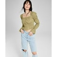 thumbnail image 1 of Now This Womens Cotton Ruched Puff Sleeve Top Rust S, 1 of 1
