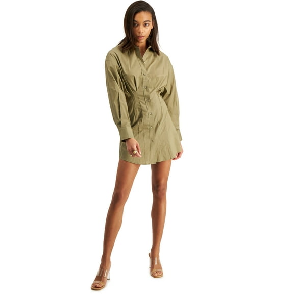 Now This Womens Cotton Shirtdress Olive S