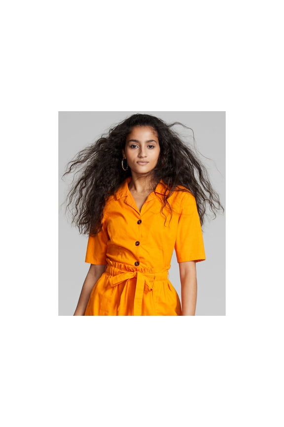 Now This Womens Cotton Short Sleeve Camp Shirt Mango L