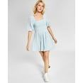 thumbnail image 1 of Now This Womens Cotton Smocked Mini Dress Light Blue XS, 1 of 1