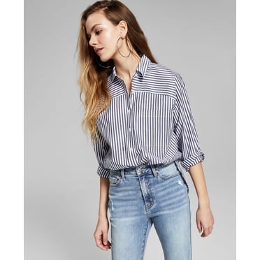 Now This Womens Cotton Striped Shirt Multi Stripe XL