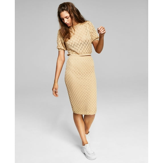 Now This Womens Crochet Skirt Camel Brown M