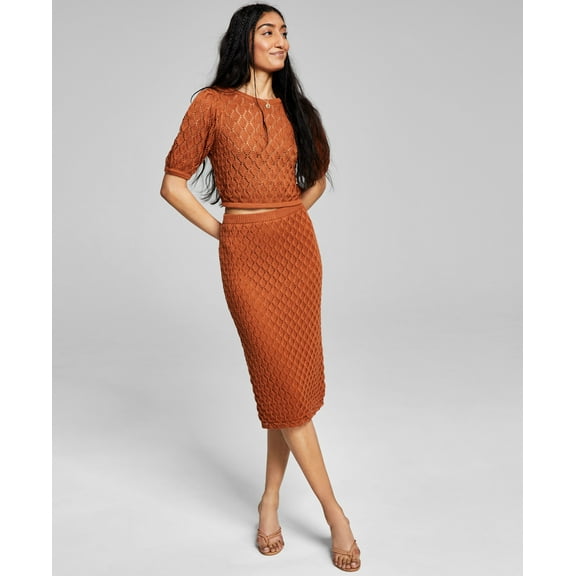 Now This Womens Crochet Skirt Mocha Brown 2XL