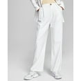 thumbnail image 1 of Now This Womens High Rise Wide Leg Textured Trouser Pants Cream XL, 1 of 1