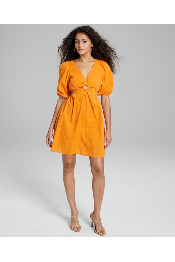 Now This Womens Keyhole Cotton Mini Dress Mango XL