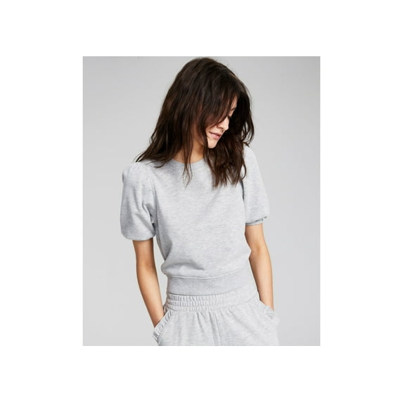 Now This Womens Puff Sleeve Sweatshirt Medium Heather Grey XS